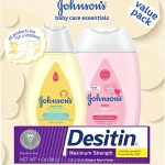 Johnson's Baby Care Essentials Gift Set, Baby Skincare Set with Body Wash & Shampoo, Body Lotion, & Zinc Oxide Diaper Rash Paste for Baby's Delicate Skin, Value Pack, Travel-Size, 3 Items